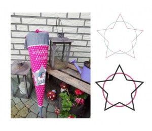 Stickdatei - Stern im Kreis - in Satin, Doodle & Fransenappli